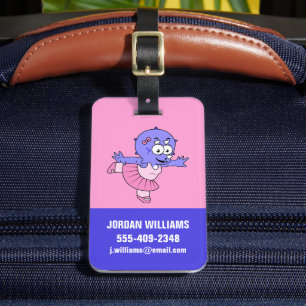 Étiquette À Bagage Illustration D'Une Danse De Ballet Triceratops.