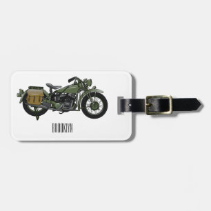 Étiquette À Bagage Illustration d'une moto de croiseur militaire