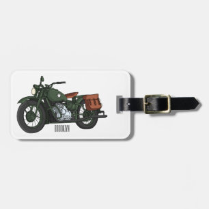 Étiquette À Bagage Illustration d'une moto de croiseur militaire