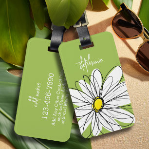 Étiquette À Bagage Illustration florale Daisy tendance - chaux et jau