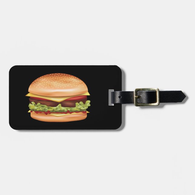 Étiquette À Bagage Illustration Hamburger Fast Food Avec Texte Person (Devant horizontal)