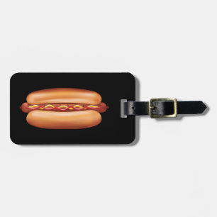 Étiquette À Bagage Illustration Hot Dog Fast Food Avec Texte Personna