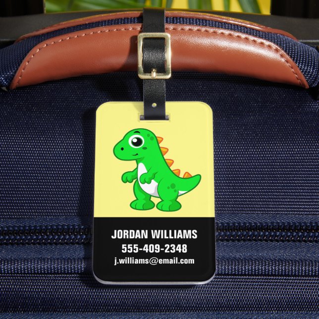 Étiquette À Bagage Illustration Mignonne Du Tyrannosaurus Rex. (Insitu Rectoal 2)