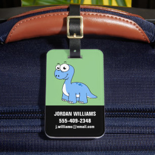 Étiquette À Bagage Illustration Mignonne D'Un Brontosaurus.