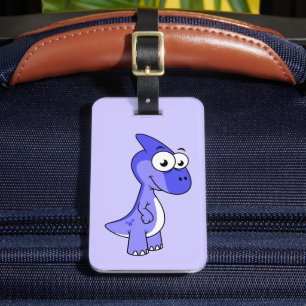 Étiquette À Bagage Illustration Mignonne D'Un Parasaurolophus Dinosau