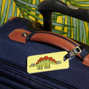 Étiquette À Bagage Illustration Mignonne D'Un Stegosaurus Dinosaure.