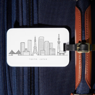 Étiquette À Bagage Illustration minimaliste de la skyline de Tokyo