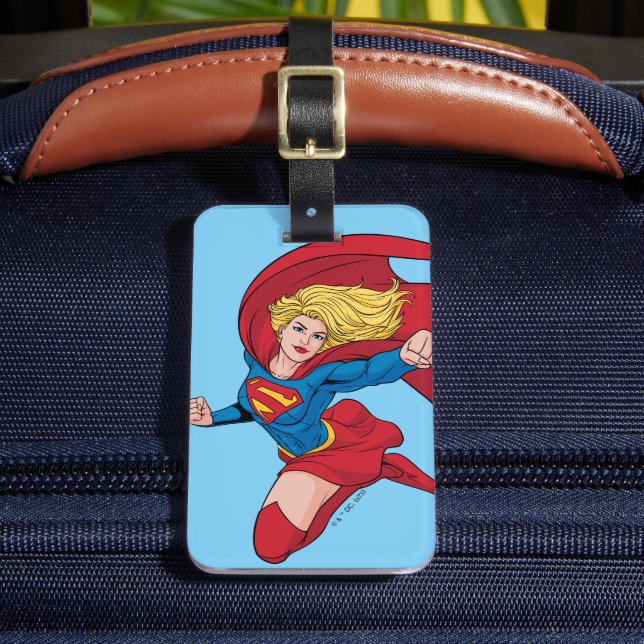 Étiquette À Bagage Illustration Supergirl volant vers le haut (Insitu Rectoal 2)