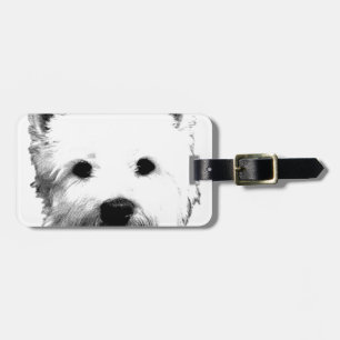 Étiquette À Bagage Image de chien de Terrier blanc de montagne