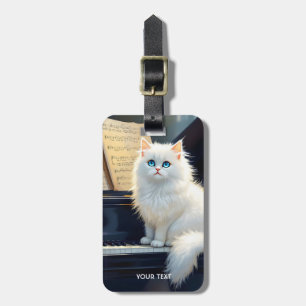 Étiquette À Bagage Imaginaire Belle Ragdoll Chat Sur Piano