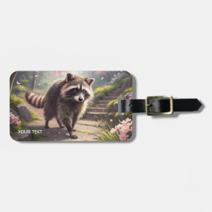 Étiquette À Bagage Imaginaire Cute Racoon Sakura Garden