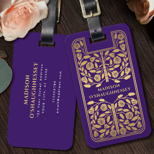 Étiquette À Bagage Imaginaire médiéval violet Nom de l'épée d'or