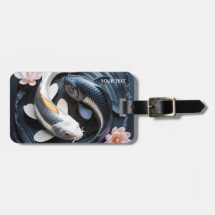 Étiquette À Bagage Imaginaire mignon deux poissons Koi