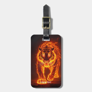 Étiquette À Bagage Imaginaire mignon feu gros tigre