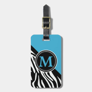 Étiquette À Bagage Impression Zèbre élégant et Monogramme personnalis
