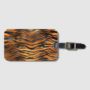 Étiquette À Bagage Imprimé animal de rayures de tigre noir marron gla