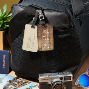 Étiquette À Bagage Imprimez l'aventure sur bois Valise