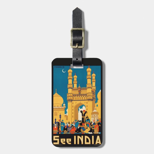 Étiquette À Bagage India Travel Poster étiquette de bagage personnali (Devant Vertical)