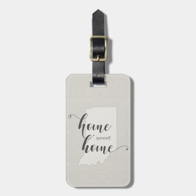 Étiquette À Bagage Indiana - Home Sweet Home burlap look (Devant Vertical)