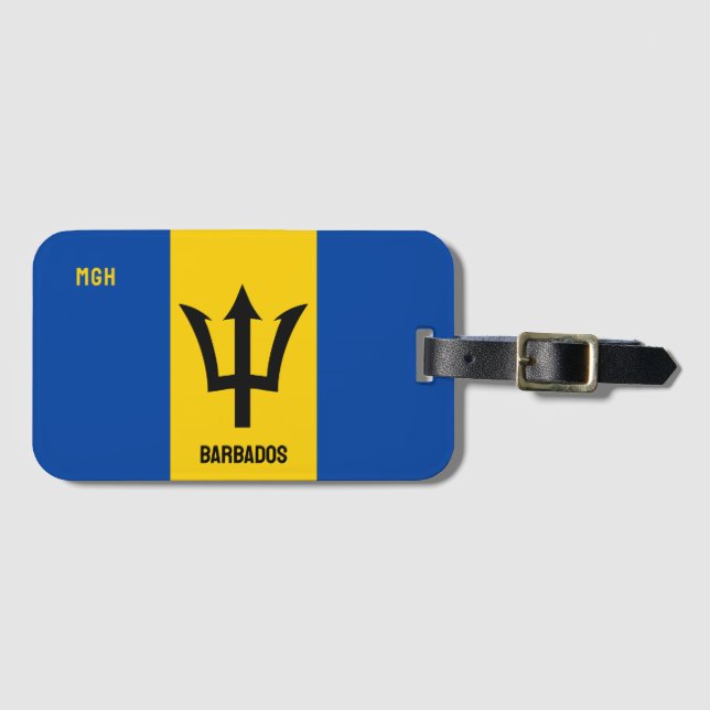 Étiquette À Bagage Indicateur Monogramme Barbade personnalisé (Devant Horizontal)
