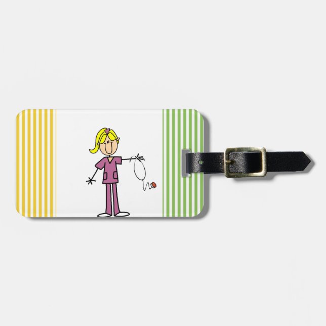 Étiquette À Bagage Infirmière à silice féminine blonde (Devant horizontal)