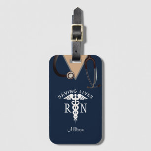 Étiquette À Bagage Infirmière Scrubs Uniforme Bleu Médicale Sac perso