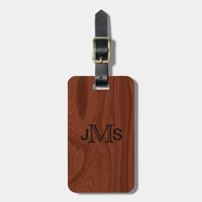 Étiquette À Bagage Initiales décorées d'un monogramme faites sur (Devant Vertical)