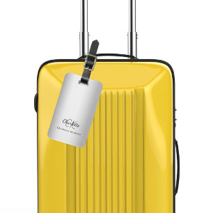 Étiquette À Bagage Initiales en argent monogramme élégant