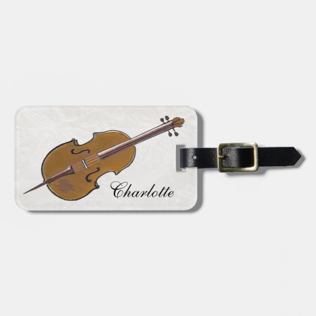Étiquette À Bagage instrument de musique de violoncelle personnalisé  (Devant horizontal)