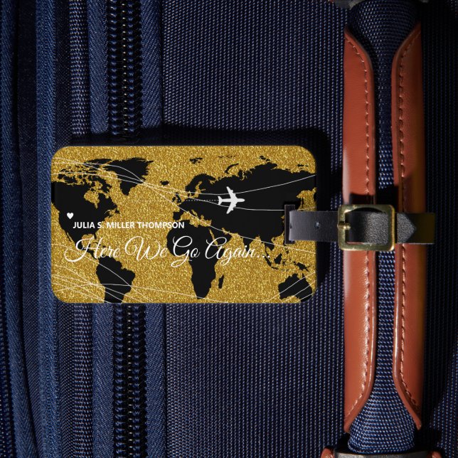 Étiquette À Bagage International Chic World Gold Travel (Insitu Rectoal 4)