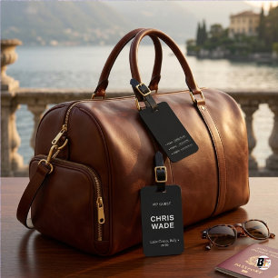 Étiquette À Bagage Invité VIP Minimaliste Personnalisé Noir