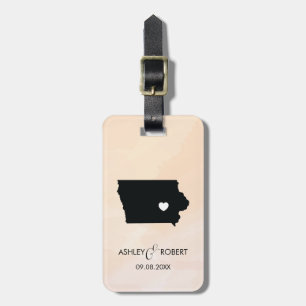 Étiquette À Bagage Iowa Map Mariage bagage balise, nom du couple