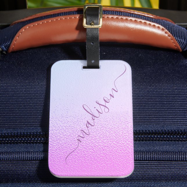 Étiquette À Bagage Iridescente Girly rose Shimmer Nom personnalisé (Insitu Rectoal 2)