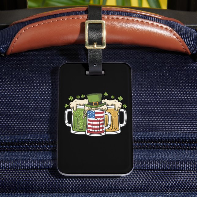 Étiquette À Bagage Irish Beer Irlande USA Drapeau américain St Patric (Insitu Rectoal 2)