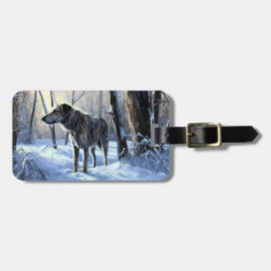 Étiquette À Bagage Irish Wolfhop Laisser neiger Noël