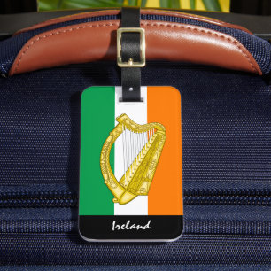 Étiquette À Bagage Irlande Balises, Harpe, patriotique, Drapeau irlan
