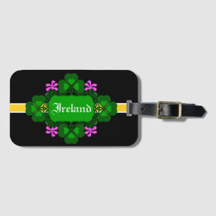 Étiquette À Bagage Irlande Shamrock national fleur rose Nom personnal