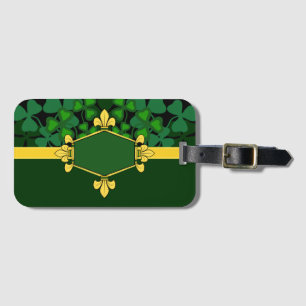 Étiquette À Bagage Irlande shamrocks verts, ajouter monogramme/initia