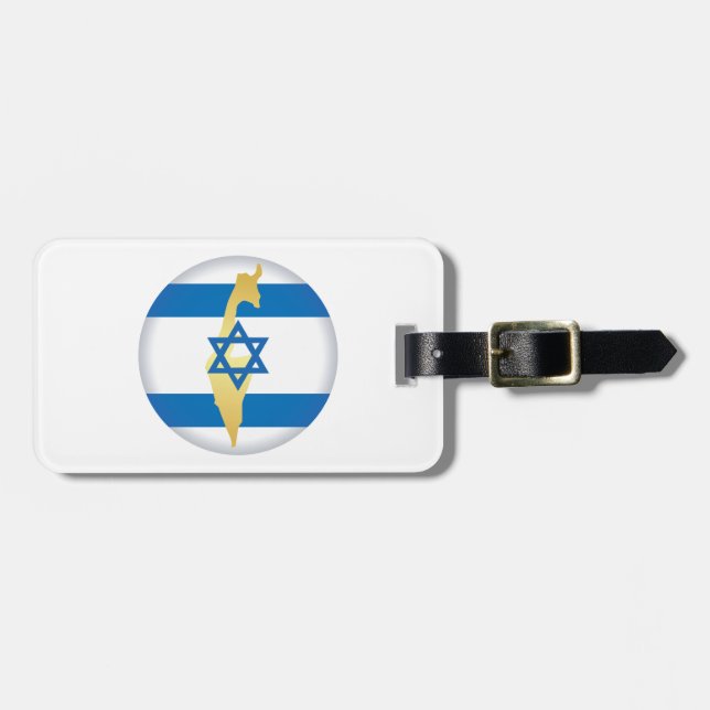 Étiquette À Bagage Israel Flag and Map Blue Star of David Emblem (Devant horizontal)