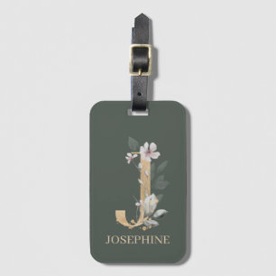 Étiquette À Bagage J Monogram Floral Personnalisé