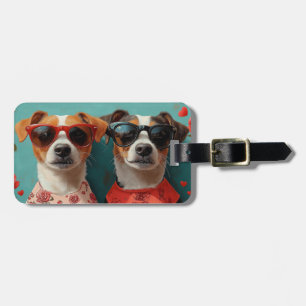 Étiquette À Bagage Jack Russell avec coeur Roses Saint-Valentin