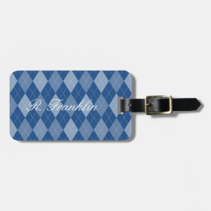 Étiquette À Bagage Jacquard bleu losange motif étiquette de voyage