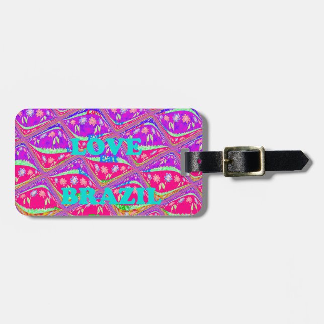 Étiquette À Bagage J'aime le Brésil : Belles couleurs traditionnelles (Devant horizontal)