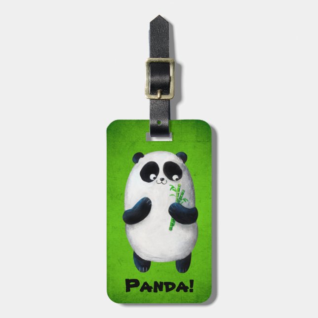Étiquette À Bagage J'aime le panda (Devant Vertical)