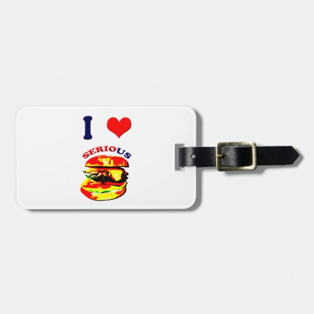 Étiquette À Bagage J'Aime Les Burgers Sérieux (Devant horizontal)