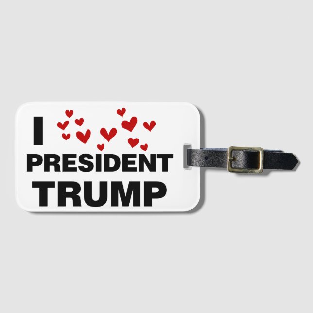 Étiquette À Bagage J'aime les coeurs du président Trump (Devant Horizontal)
