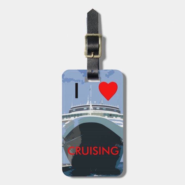 Étiquette À Bagage J'AIME l'étiquette personnalisable de CROISIÈRE de (Devant Vertical)