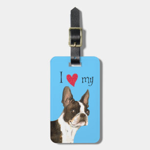 Étiquette À Bagage J'aime mon Boston Terrier