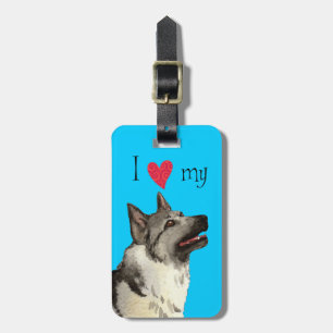 Étiquette À Bagage J'aime mon Elkhound norvégien