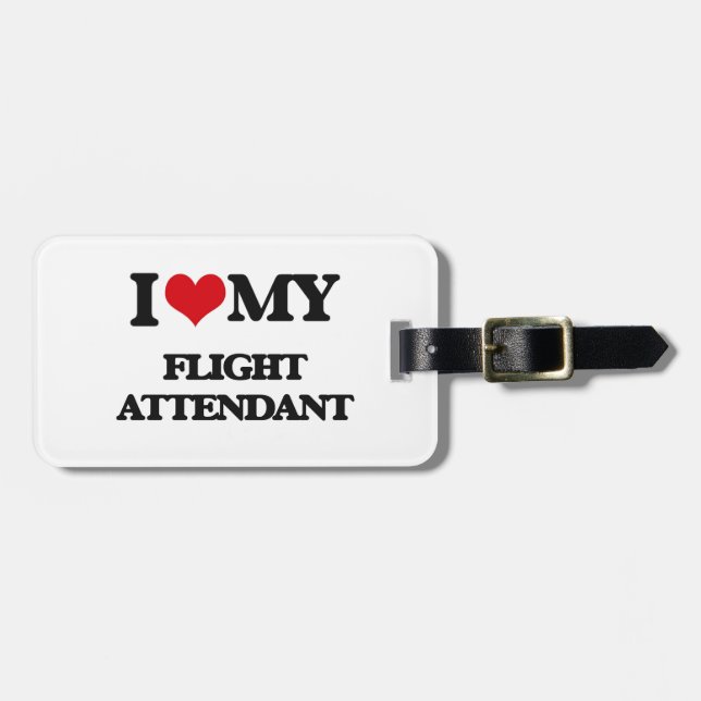 Étiquette À Bagage J'aime mon steward (hôtesse de l'air) (Devant horizontal)